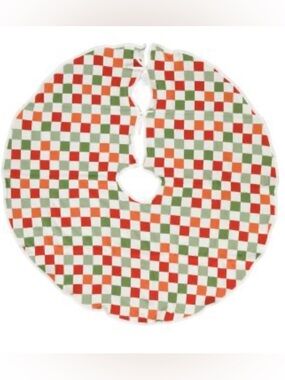 🆕-mDesign Festive Checkered Knit Jacquard Tree Skirt in 52” X 52”